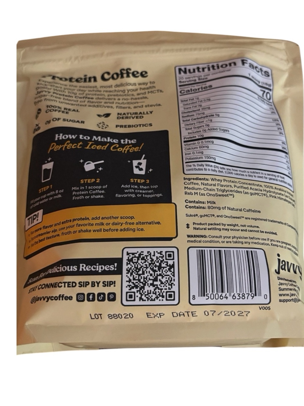 Javvy Protein Coffee Original-12.7 oz with shaker-New/Sealed-3 Bags-2 shakers - Picture 2 of 2